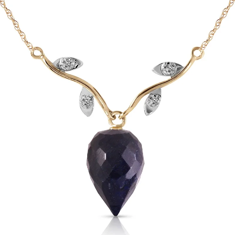 Channeled design necklace-12.92 Carat 14K Solid Yellow Gold La Bella Vita Sapphire Diamond Necklace