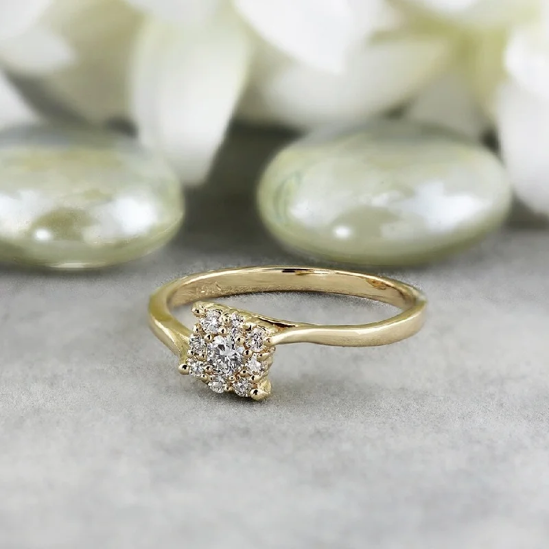 Leaning stone ring-14K Gold Auriya 1/4ctw Diamond Engagement Promise Ring Square Shape