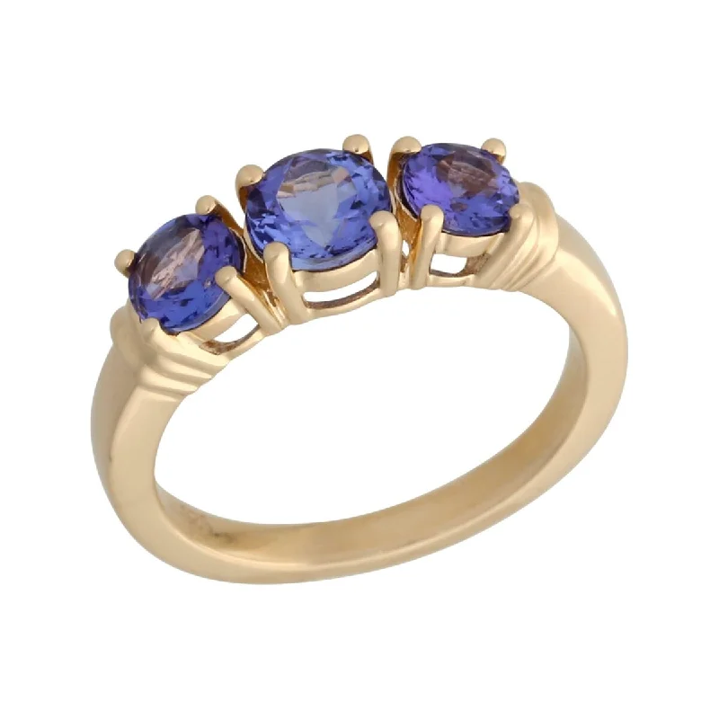 Bright gem ring-14K Gold Tanzanite 3 Stone Ring