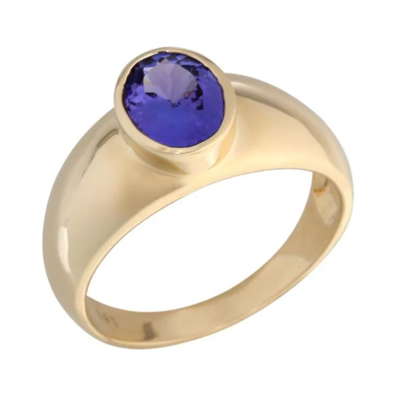 Clean-cut ring-14K Gold Tanzanite Bezel Set Ring