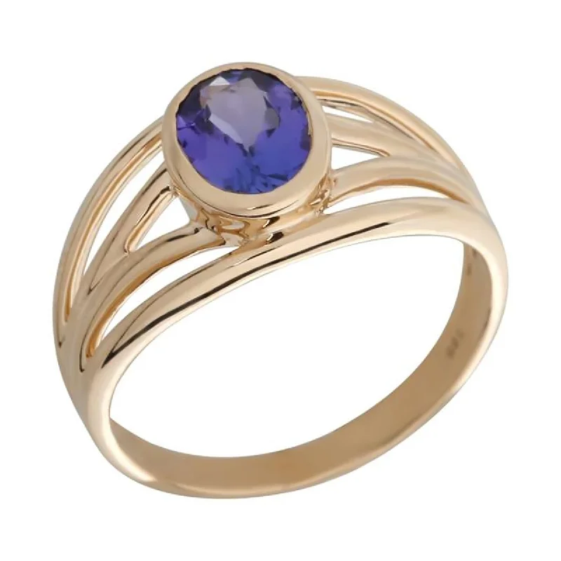 Rich kyanite ring-14K Gold Tanzanite Bezel Set Ring