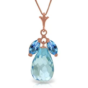 Dimpled necklace-14K Solid Rose Gold Blue Topaz Certified Classic Necklace