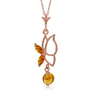 Smooth edge necklace-14K Solid Rose Gold Butterfly Necklace w/ Citrines