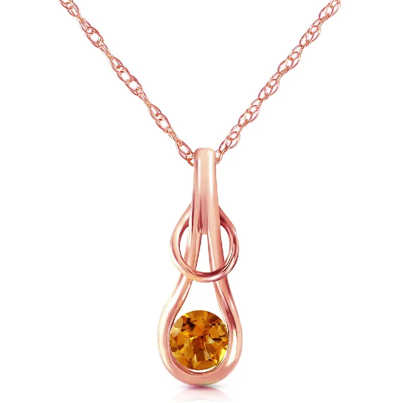 Subtle-scored necklace-14K Solid Rose Gold Citrine Necklace Genuine Imperial