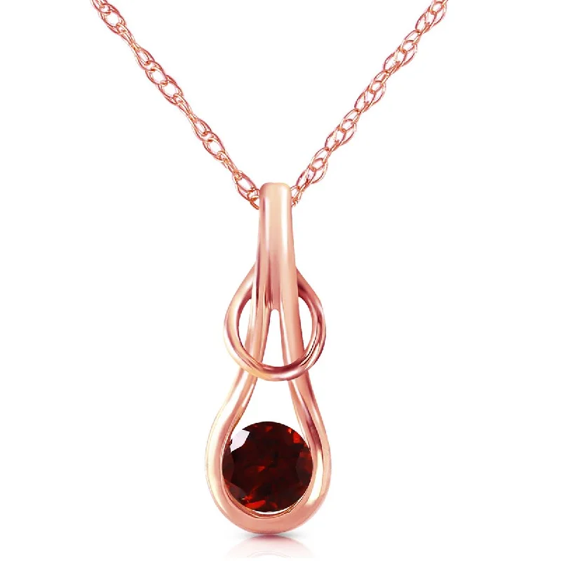 Crescent dusk necklace-14K Solid Rose Gold Garnet Necklace Classic