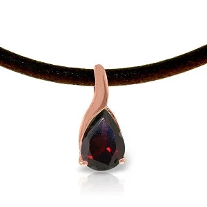 Stippled chain necklace-14K Solid Rose Gold & Leather Garnet Necklace