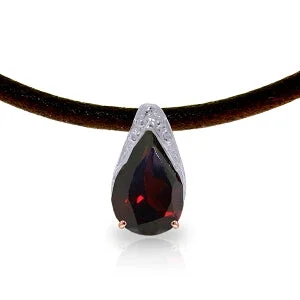 Raw gem necklace-14K Solid Rose Gold & Leather Natural Garnet Necklace