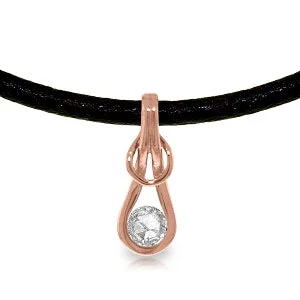 Curled wire necklace-14K Solid Rose Gold & Leather Necklace w/ 0.50 Carat Diamond