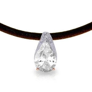 Pale morganite necklace-14K Solid Rose Gold & Leather Necklace w/ Rose Topaz