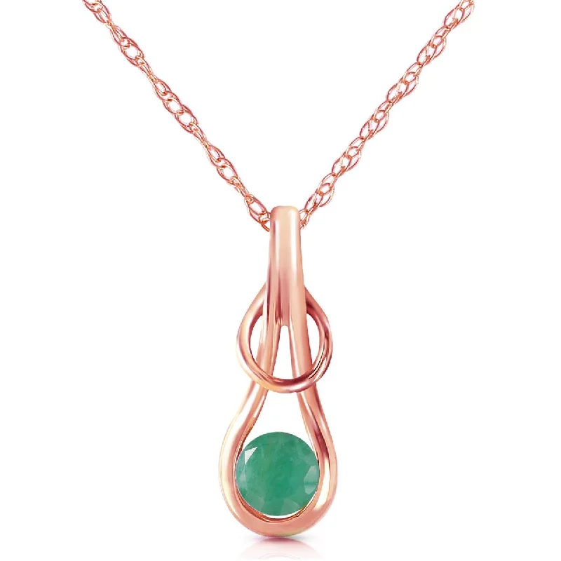 Satin shale necklace-14K Solid Rose Gold Natural Emerald Necklace Certified Class