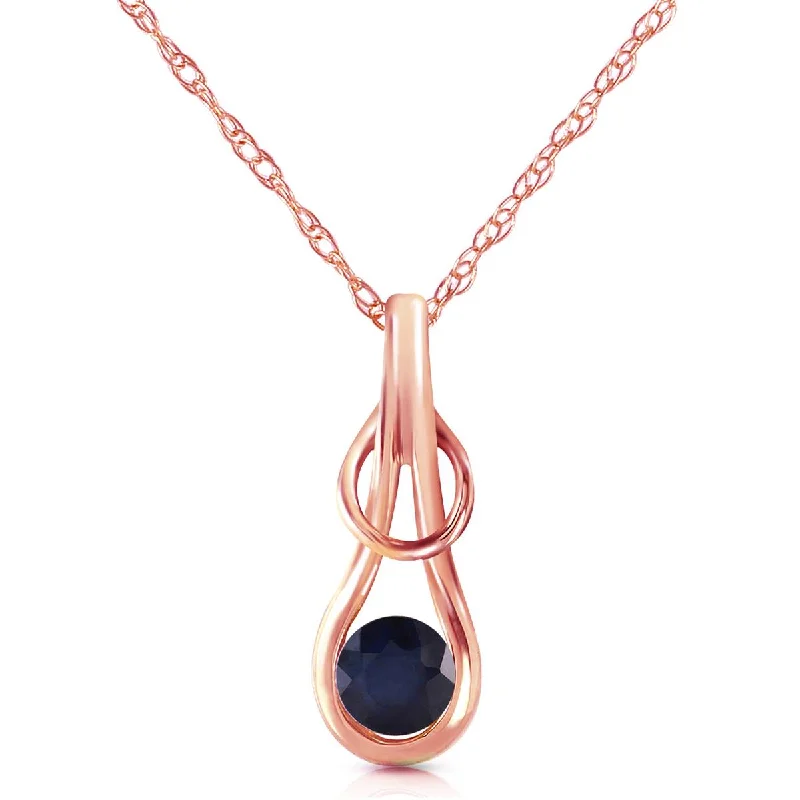 Satin gold necklace-14K Solid Rose Gold Natural Sapphire Necklace Gemstone Class