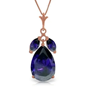 Smooth edge necklace-14K Solid Rose Gold Natural Sapphire Necklace Jewelry Series