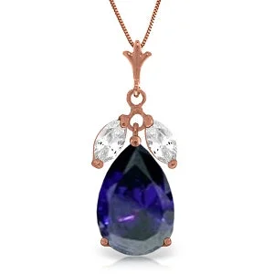 Leaf-bud necklace-14K Solid Rose Gold Natural Sapphire & Rose Topaz Necklace