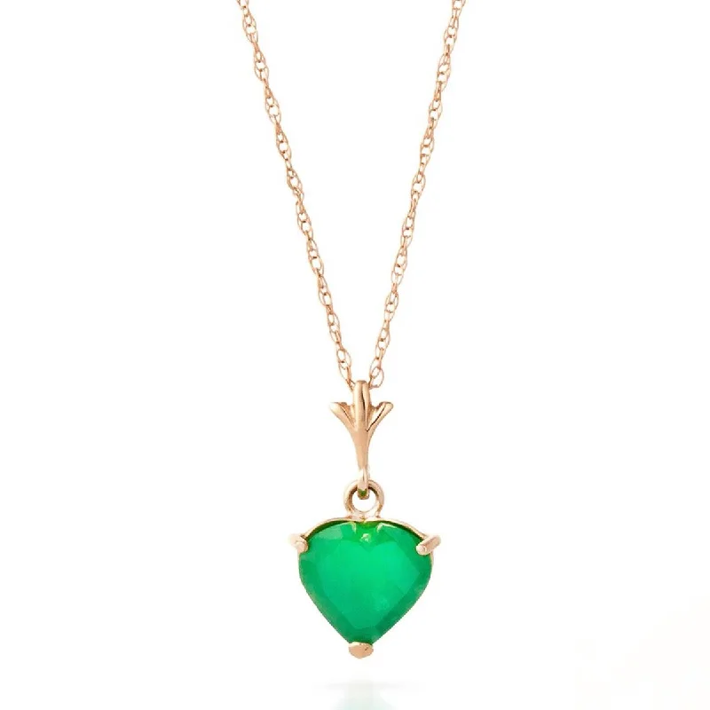 Wild pearl necklace-14K Solid Rose Gold Necklace w/ Natural Heart Emerald