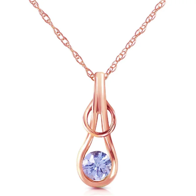 Clasped stone necklace-14K Solid Rose Gold Necklace w/ Natural Tanzanite