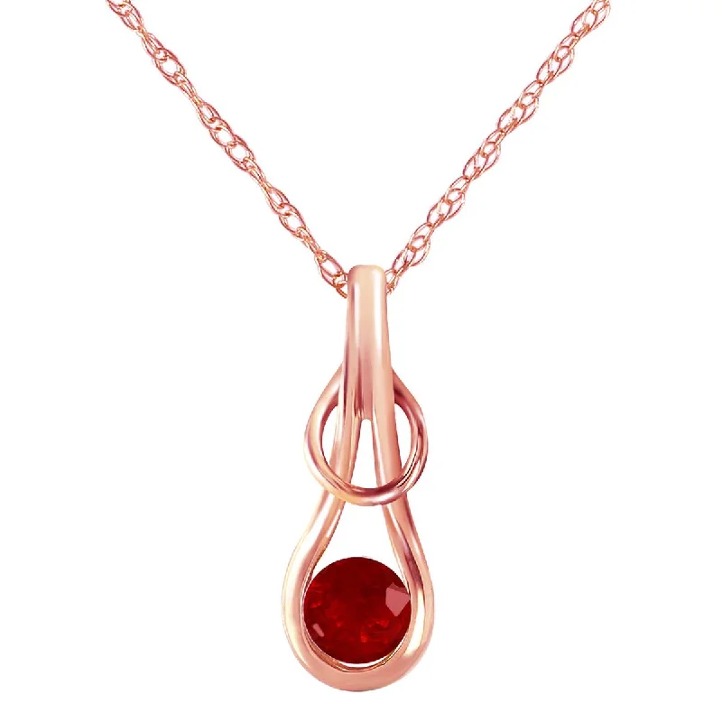 Heavy pave necklace-14K Solid Rose Gold Necklace w/ Ruby