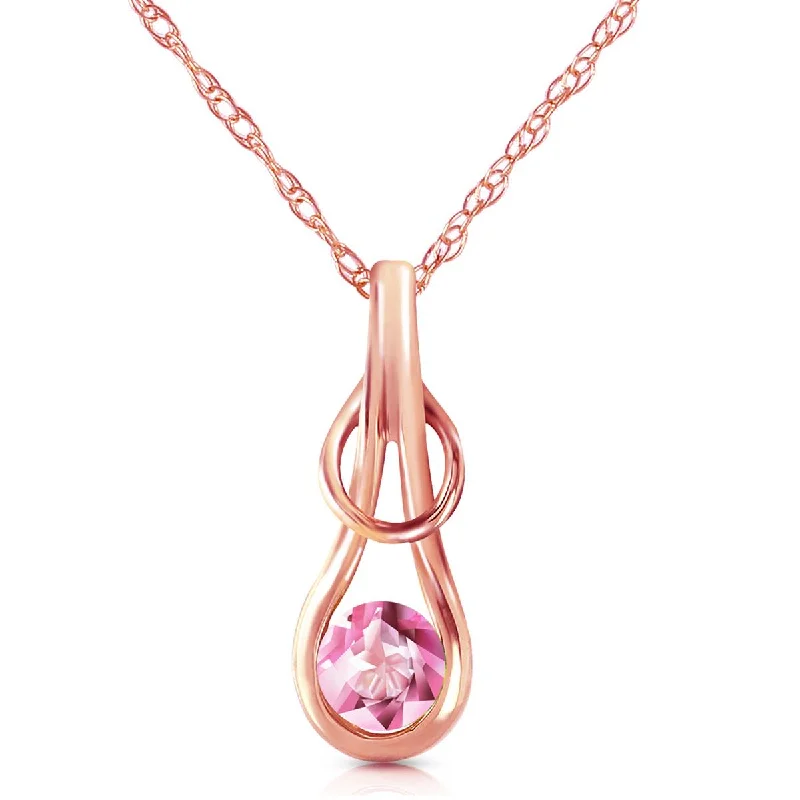 Quilted pattern necklace-14K Solid Rose Gold Pink Topaz Genuine Necklace