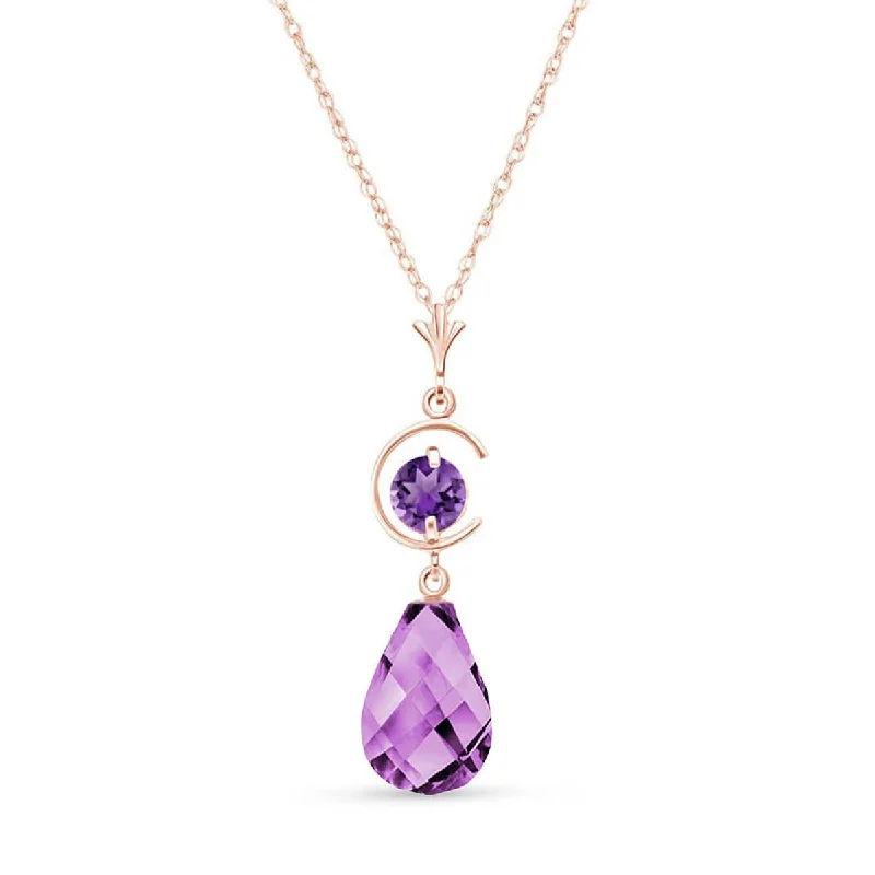 Soft arc necklace-14K Solid Rose Gold Purple Amethyst Necklace Class Deluxe