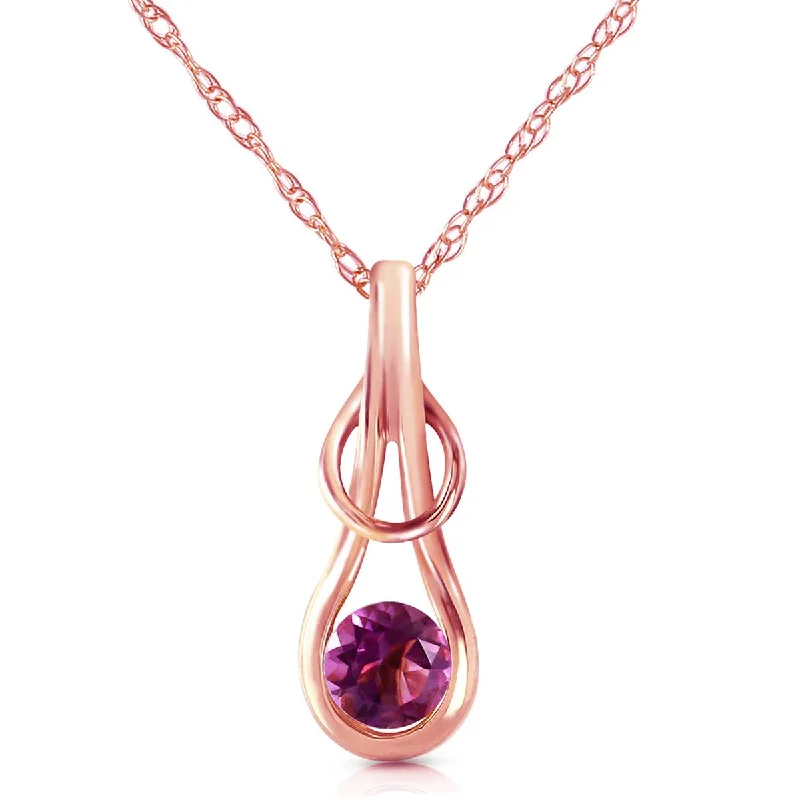 Edge-bezel necklace-14K Solid Rose Gold Purple Amethyst Necklace Jewelry