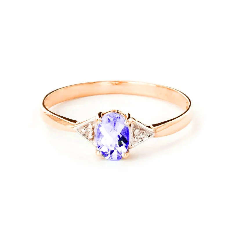 Ethnic scored necklace-14K Solid Rose Gold Ring w/ Diamonds & Tanzanite