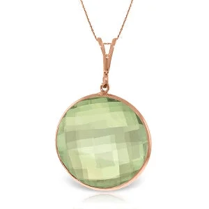 Thirteen-gem necklace-14K Solid Rose Gold Round Green Amethyst Necklace Gemstone