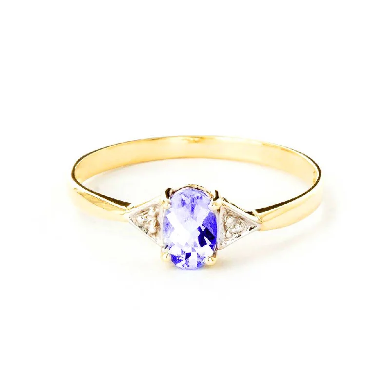 Full sapphire necklace-14K Solid Yellow Gold Ring w/ Diamonds & Tanzanite