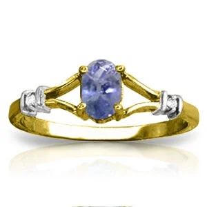 Crafted gold necklace-14K Solid Yellow Gold Ring w/ Natural Diamonds & Tanzanite