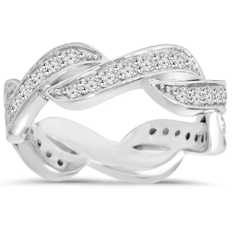 Wide-tier ring-14k White Gold 2/3 ct TDW Diamond Infinity Anniversary Ring