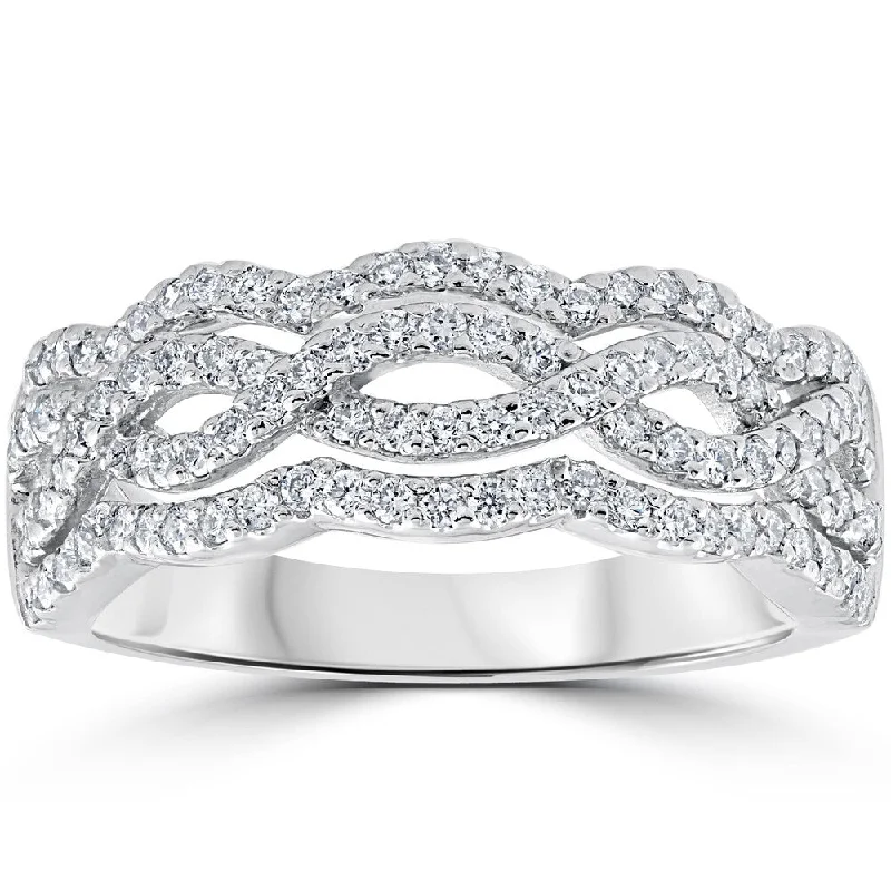 Faded rim ring-14k White Gold .67ct TDW Diamond Multi Row Infinity Anniversary Ring (F-G, VS1-VS2) - White G