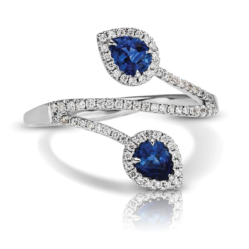 Tall tier ring-14K White Gold Sapphire and Diamond Ring