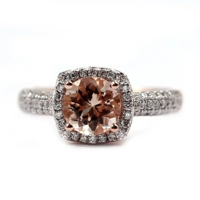 Retro-style opal ring-14Kt Rose Gold Morganite and Diamond Ring