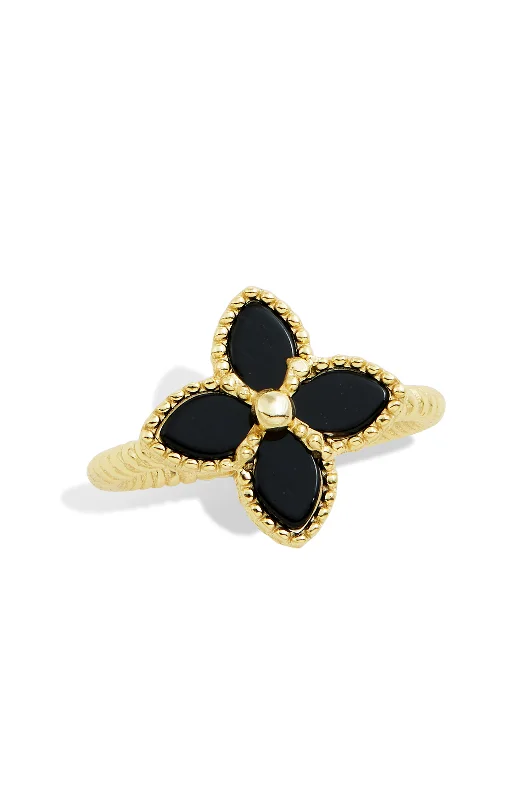 Set stone ring-18K GOLD over sterling black onyx ring