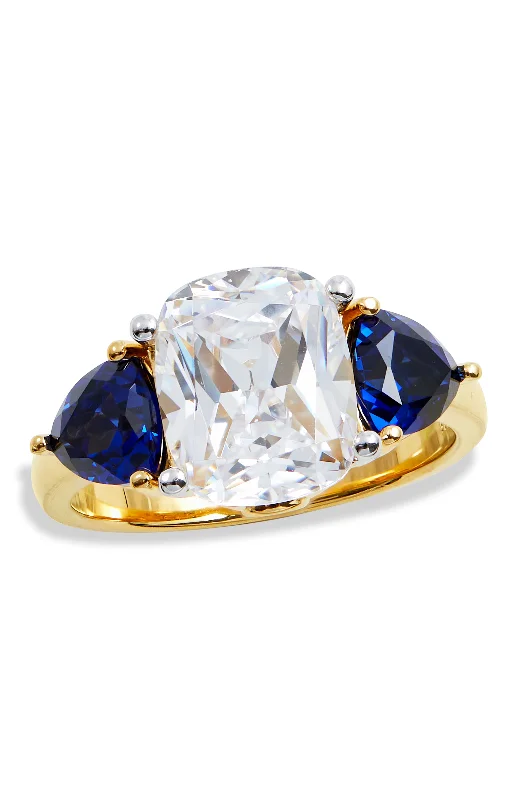 Coiled design ring-18K GOLD VERMEIL BLUE SAPPHIRE AND WHITE CZ RING