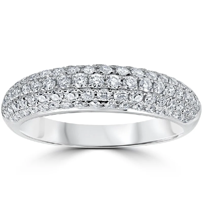 Faded zinc ring-18k White Gold 1 ct TDW Diamond Micro Pave Wedding Ring