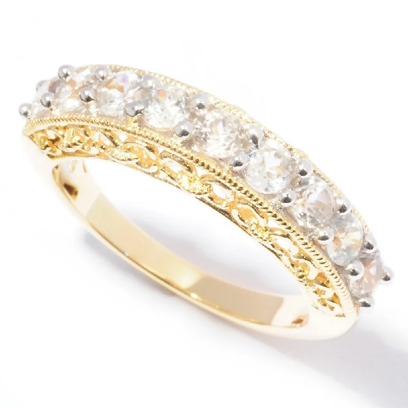 Eight-heart ring-18K Yellow Gold o/Silver 1.48ctw White Zircon Nine Stone Band Ring