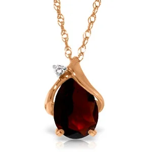 Crafted gold necklace-2.03 Carat 14K Solid Rose Gold Necklace Diamond Garnet Jewelry