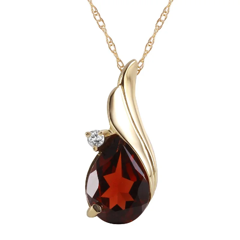 Seven-stone necklace-2.03 Carat 14K Solid Yellow Gold Necklace Diamond Garnet Certified