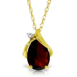 High-dome cabochon necklace-2.03 Carat 14K Solid Yellow Gold Necklace Diamond Garnet