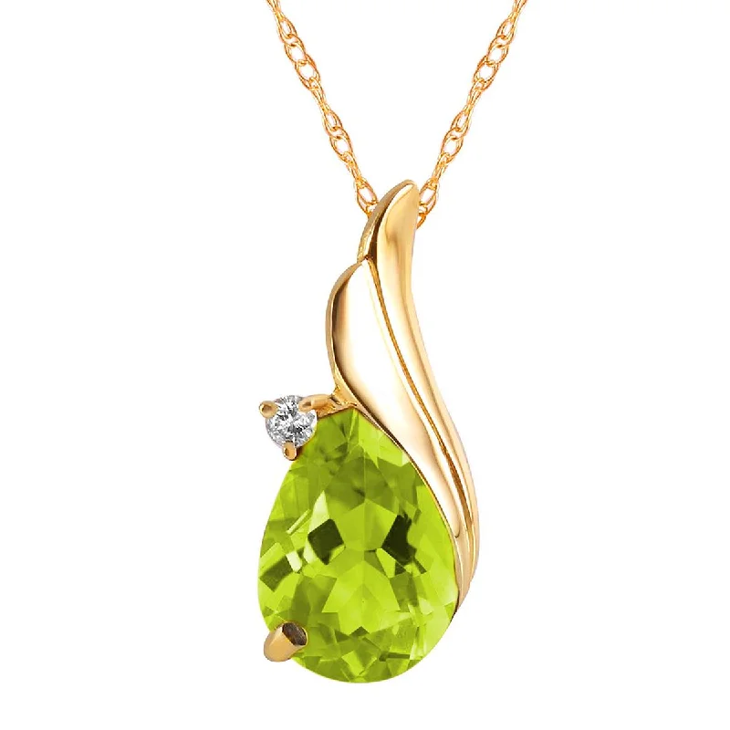 Eight-heart necklace-2.03 Carat 14K Solid Yellow Gold Necklace Diamond Peridot