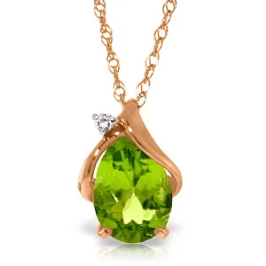 Retro turquoise necklace-2.13 Carat 14K Solid Rose Gold Necklace Diamond Peridot