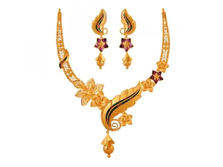 Smooth gem necklace-22k Gold Dazzling Jewellery Set Statement Piece