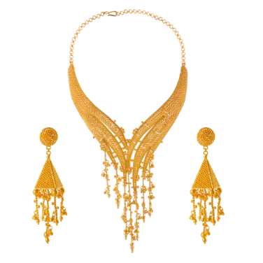 Satin shale necklace-22k Gold Jewellery Full Set With Intricate Beaded Work