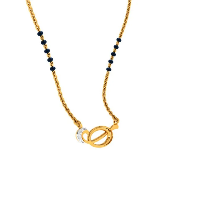 Polished zinc necklace-22KT (916) Yellow Gold Mangalsutra (artificial Beaded) For Women