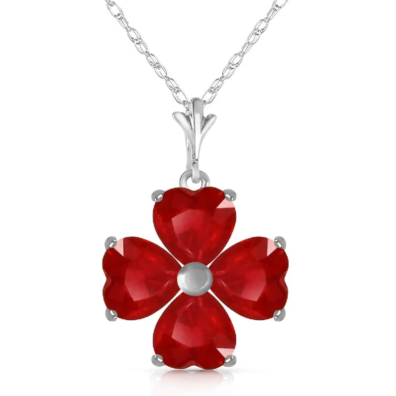 Bright gem necklace-3.6 Carat 14K Solid White Gold Change Yourself Ruby Necklace