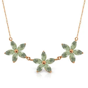 Mottled gem necklace-4.2 Carat 14K Solid Rose Gold Necklace Natural Green Amethyst