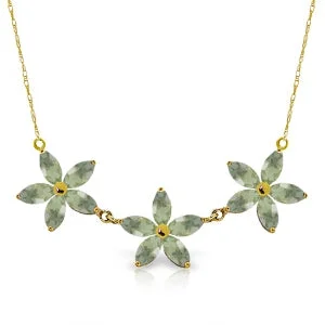 Smooth gem necklace-4.2 Carat 14K Solid Yellow Gold Necklace Natural Green Amethyst