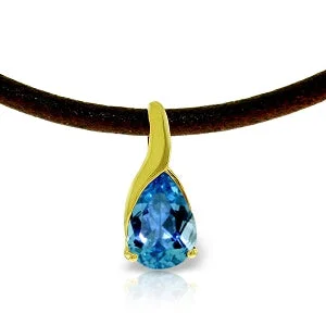 Polished zinc necklace-4.7 Carat 14K Solid Yellow Gold Admiration Blue Topaz Diamond Necklace