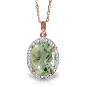 Rich kyanite necklace-5.08 Carat 14K Solid Rose Gold Loren Green Amethyst Diamond Necklace