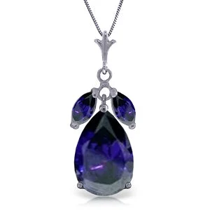 Natural sapphire necklace-5.15 Carat 14K Solid White Gold Great Personality Sapphire Necklace