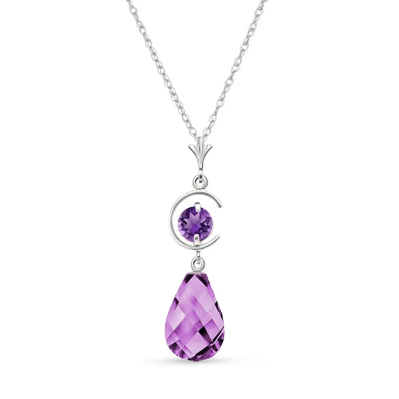 Ethnic scored necklace-5.5 Carat 14K Solid White Gold Flickering Light Amethyst Necklace